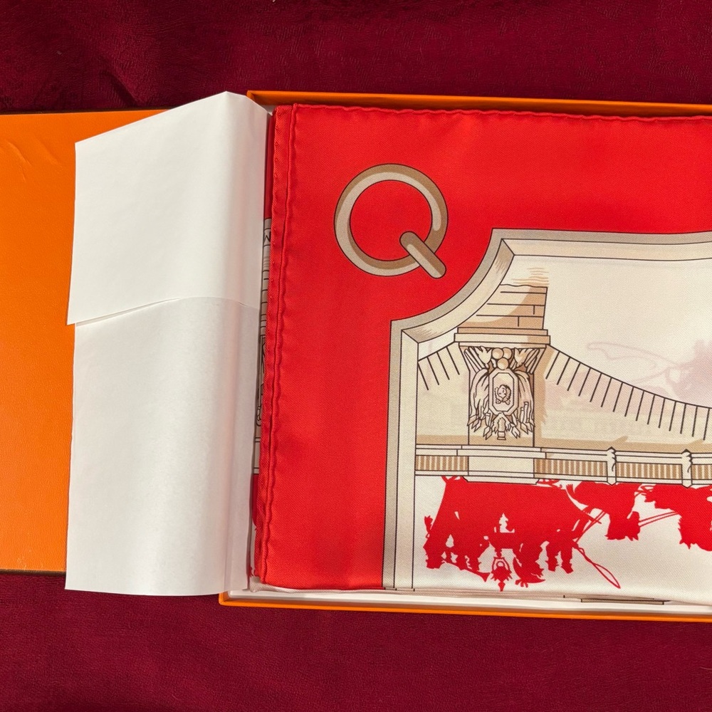 Hermes Carre90 Les Ponts De Paris Bridges Of Scarf Red